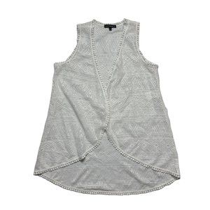 My Michelle Girls Crochet Open Vest White Youth Size L